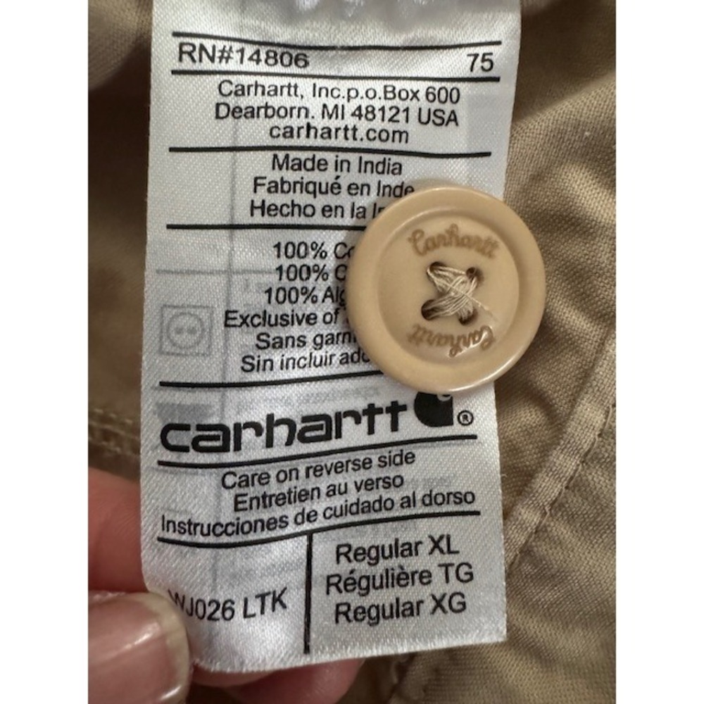 Carhartt For Women Khaki Cotton Utility Jacket Full Button Front Pockets XL - Picture 5 of 11